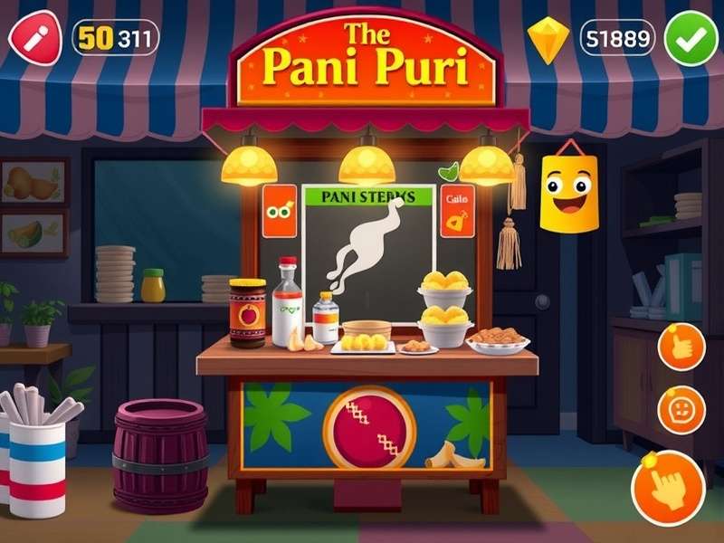Pani Puri Pro gameplay screenshot showing street food stall
